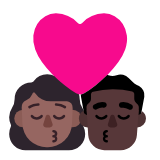 Microsoft(Windows) Kiss: Woman, Man, Medium-Dark Skin Tone, Dark Skin Tone Emoji