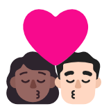 Microsoft(Windows) Kiss: Woman, Man, Medium-Dark Skin Tone, Light Skin Tone Emoji