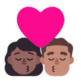 Microsoft(Windows) Kiss: Woman, Man, Medium-Dark Skin Tone, Medium Skin Tone Emoji