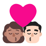 Microsoft(Windows) Kiss: Woman, Man, Medium Skin Tone, Light Skin Tone Emoji