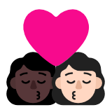 Microsoft(Windows) Kiss: Woman, Woman, Dark Skin Tone, Light Skin Tone Emoji