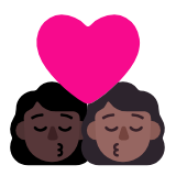 Microsoft(Windows) Kiss: Woman, Woman, Dark Skin Tone, Medium-Dark Skin Tone Emoji