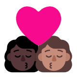 Microsoft(Windows) Kiss: Woman, Woman, Dark Skin Tone, Medium Skin Tone Emoji