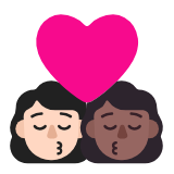 Microsoft(Windows) Kiss: Woman, Woman, Light Skin Tone, Medium-Dark Skin Tone Emoji