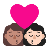 Microsoft(Windows) Kiss: Woman, Woman, Medium Skin Tone, Light Skin Tone Emoji