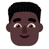 Microsoft(Windows) Man: Dark Skin Tone, Curly Hair Emoji