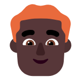 Microsoft(Windows) Man: Dark Skin Tone, Red Hair Emoji