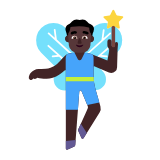 Microsoft(Windows) Man Fairy: Dark Skin Tone Emoji