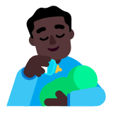 Microsoft(Windows) Man Feeding Baby: Dark Skin Tone Emoji