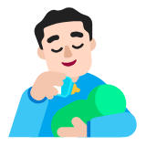 Microsoft(Windows) Man Feeding Baby: Light Skin Tone Emoji