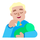 Microsoft(Windows) Man Feeding Baby: Medium-Light Skin Tone Emoji