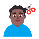 Microsoft(Windows) Man Getting Haircut: Medium-Dark Skin Tone Emoji