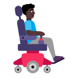 Microsoft(Windows) Man In Motorized Wheelchair Facing Right: Dark Skin Tone Emoji