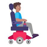 Microsoft(Windows) Man In Motorized Wheelchair Facing Right: Medium Skin Tone Emoji