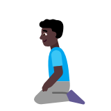 Microsoft(Windows) Man Kneeling: Dark Skin Tone Emoji