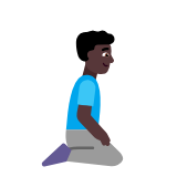 Microsoft(Windows) Man Kneeling Facing Right: Dark Skin Tone Emoji