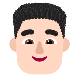 Microsoft(Windows) Man: Light Skin Tone, Curly Hair Emoji