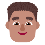 Microsoft(Windows) Man: Medium Skin Tone, Curly Hair Emoji