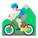 Microsoft(Windows) Man Mountain Biking: Light Skin Tone Emoji