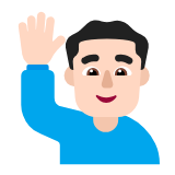 Microsoft(Windows) Man Raising Hand: Light Skin Tone Emoji