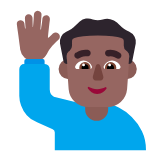 Microsoft(Windows) Man Raising Hand: Medium-Dark Skin Tone Emoji