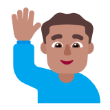 Microsoft(Windows) Man Raising Hand: Medium Skin Tone Emoji