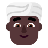 Microsoft(Windows) Man Wearing Turban: Dark Skin Tone Emoji