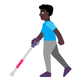 Microsoft(Windows) Man With White Cane: Dark Skin Tone Emoji