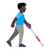 Microsoft(Windows) Man With White Cane Facing Right: Dark Skin Tone Emoji