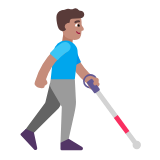 Microsoft(Windows) Man With White Cane Facing Right: Medium Skin Tone Emoji