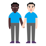 Microsoft(Windows) Men Holding Hands: Dark Skin Tone, Light Skin Tone Emoji