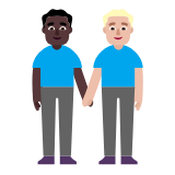 Microsoft(Windows) Men Holding Hands: Dark Skin Tone, Medium-Light Skin Tone Emoji