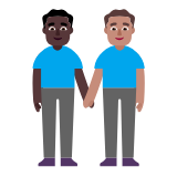 Microsoft(Windows) Men Holding Hands: Dark Skin Tone, Medium Skin Tone Emoji