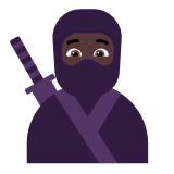 Microsoft(Windows) Ninja: Dark Skin Tone Emoji