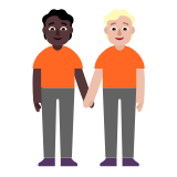 Microsoft(Windows) People Holding Hands: Dark Skin Tone, Medium-Light Skin Tone Emoji