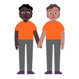 Microsoft(Windows) People Holding Hands: Dark Skin Tone, Medium Skin Tone Emoji