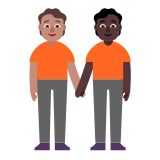 Microsoft(Windows) People Holding Hands: Medium Skin Tone, Dark Skin Tone Emoji