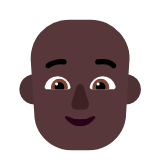 Microsoft(Windows) Person: Dark Skin Tone, Bald Emoji