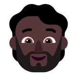 Microsoft(Windows) Person: Dark Skin Tone, Beard Emoji