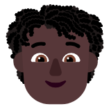 Microsoft(Windows) Person: Dark Skin Tone, Curly Hair Emoji