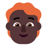 Microsoft(Windows) Person: Dark Skin Tone, Red Hair Emoji