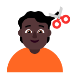 Microsoft(Windows) Person Getting Haircut: Dark Skin Tone Emoji