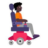 Microsoft(Windows) Person In Motorized Wheelchair Facing Right: Dark Skin Tone Emoji