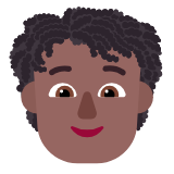 Microsoft(Windows) Person: Medium-Dark Skin Tone, Curly Hair Emoji