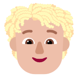 Microsoft(Windows) Person: Medium-Light Skin Tone, Curly Hair Emoji