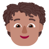 Microsoft(Windows) Person: Medium Skin Tone, Curly Hair Emoji