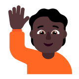 Microsoft(Windows) Person Raising Hand: Dark Skin Tone Emoji