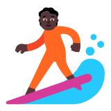 Microsoft(Windows) Person Surfing: Dark Skin Tone Emoji