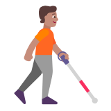 Microsoft(Windows) Person With White Cane Facing Right: Medium Skin Tone Emoji