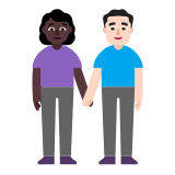 Microsoft(Windows) Woman And Man Holding Hands: Dark Skin Tone, Light Skin Tone Emoji